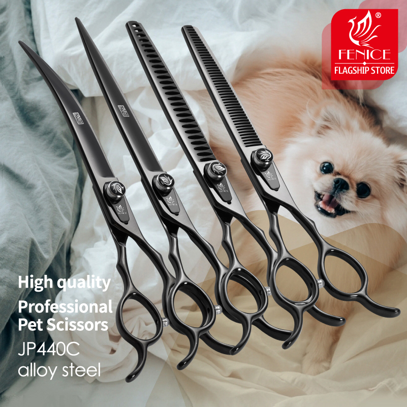 Grooming Scissors - Fenice JP440C الصلب المهنية الأسود الناب