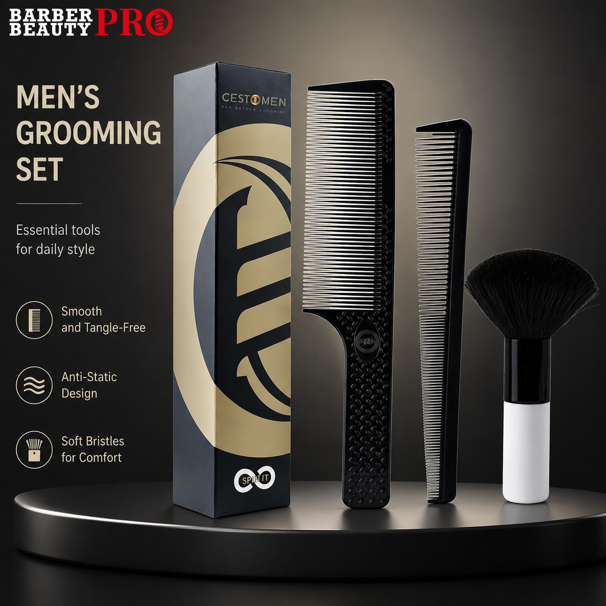 Men'S Grooming Hairstyles - مجموعة أمشاط قص الشعر الاحترافية المكونة